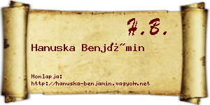 Hanuska Benjámin névjegykártya