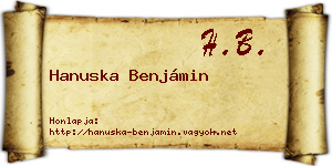 Hanuska Benjámin névjegykártya